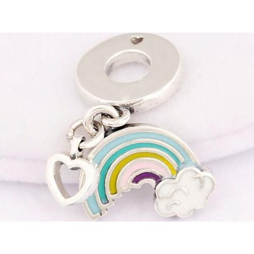 S925 Bead DIY Jewelry Rainbow of Love Dangle Charm fit Lady Bracelet Bangle Enamel