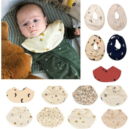 Cartoon Printed Burp Cloth Baby Feeding Bib Double Layers Cotton Saliva Towel