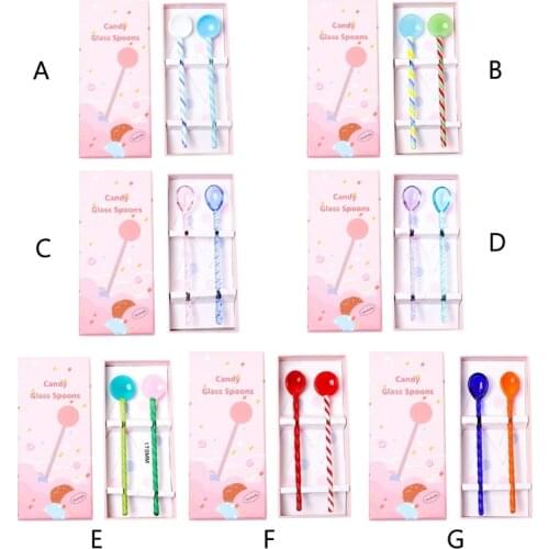 Glass Material Tableware Creative Boxed Coffee Spoons Sugar Spoons Tea Spoons Stir Bar Spoons Stirring Spoon Multi Color