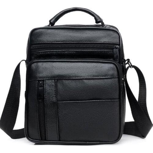 Men Messenger Bags Genuine Leather Single Shoulder Bag Crossbody Zipper Men Bags Black Male Business Handbag Portable Bags Bolsa