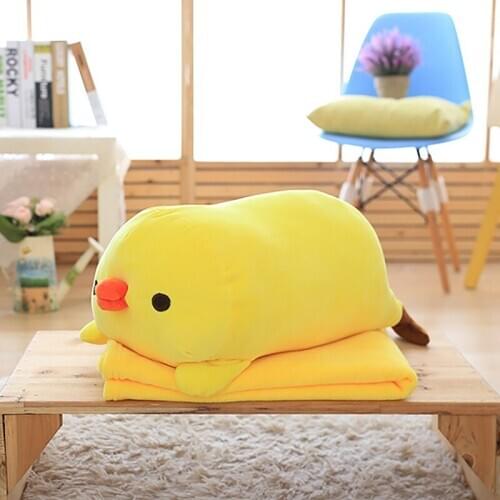 Super soft plush cartoon animal chick two in one cushion soft air-condition flannel blanket cute Xmas gifts for kids