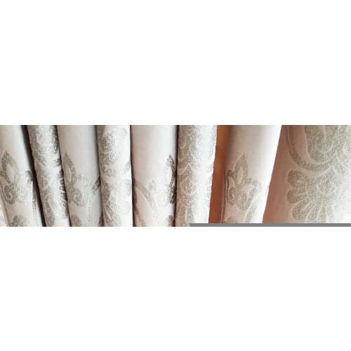 Velvet Curtains for Living Room Gold Stamping Process Europe-style Window Curtains for Bedroom High-grade Drapes Beige