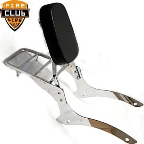 Rear Luggage Rack Support Saddlebag Box Holder Cargo Shelf Bracket W/ Detachable Backrest for Yamaha V Star DragStar 1100 XVS110