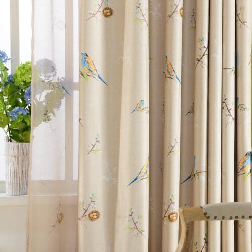 2021 Semi Blackout Curtains for Living Room Bedroom High Shading Curtain Birds Printed Blinds American Drapes Window Treatment