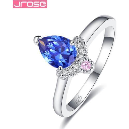 Jrose Fashion Round Cut Cubic Zircon Crystal 925 Rings For Women Size 6 7 8 9 Women Silver Ring Wedding Jewelry