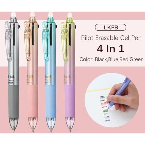 1pc Pilot FRIXION 4 In 1 Gel Pen Erasable Ink LKFB-80UF Black/Red/Blue/Green Ink Colors 0.38mm Student Stationary Supplies