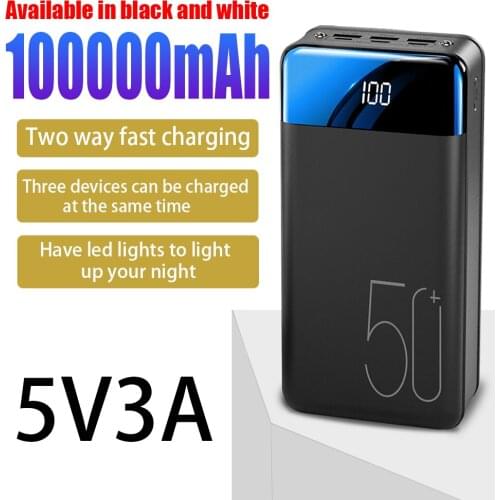 100%original brand new genuine fast charging 99800/100000mAh power bank large capacity mobile power universal 5V3A fast charging