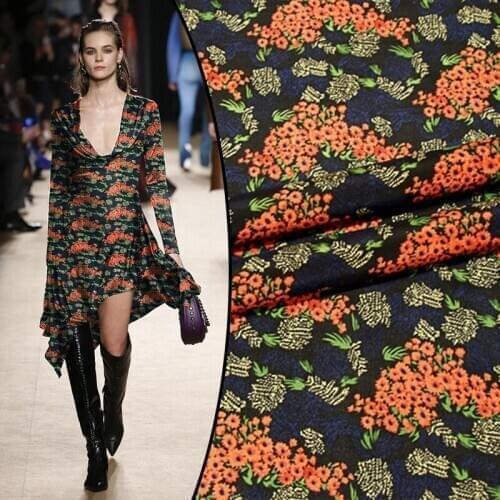 140cm fashion print crepe de chine silk fabric 13mm skirt shirt cheongsam silk fabric wholesale silk cloth