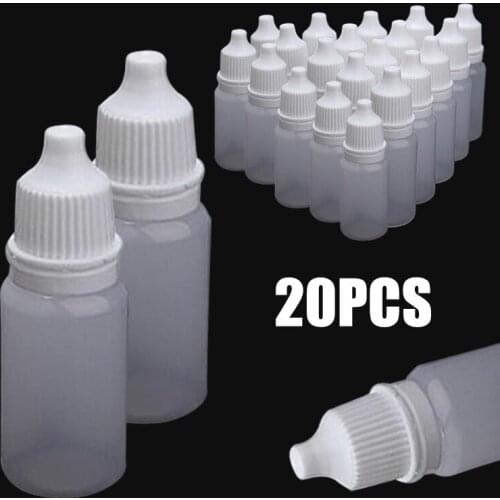 20pcs 10ml/20ml White Empty Plastic Squeezable Dropper Bottles Eye Care Liquid Refillable Bottles Dropper Bottles