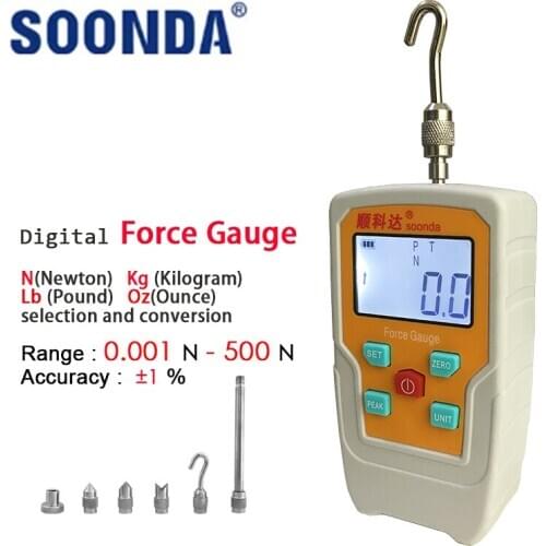 Soonda Economic Portable Digital Force Gauge Meter Tester Tools Push Pull Press Tension Measuring Instruments With LCD Display