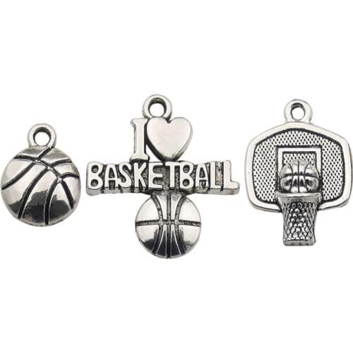 75 pcs Alloy Ball Games Sports Basketball Charms for Jewelry Making Crafting DIY Necklace Earrings Bracelet Accessories