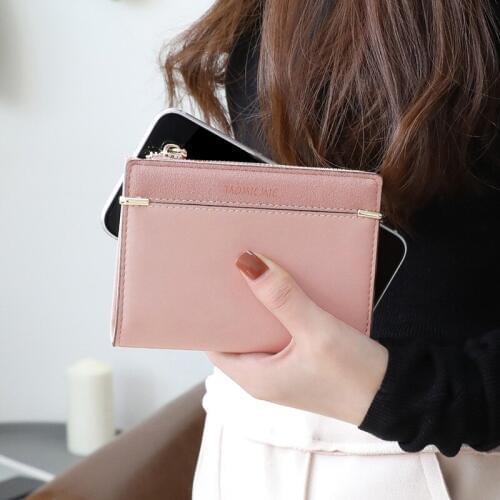 Aliwood Trendy Women Wallet Quality Short Zipper Hasp Purse Money Clip INS Buckle Leather Female Wallets Coin Purse Card Holder