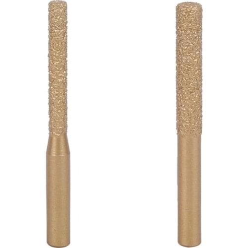 2x 6.35 x 5 x 65mm /6.35X7X65mm Diamond Bits Brazed Diamond Straight Router Bit Cutting of Stone Quartz Stone