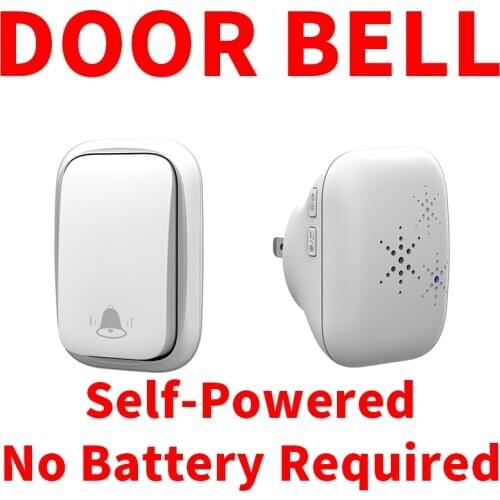 No Battery Required Self-Powered Waterproof Wireless Home Doorbell 100M Remote Control US EU UK Plug Dingdong Bell Elderly Pager