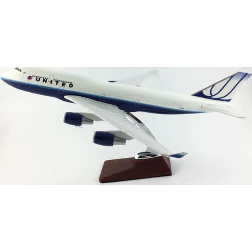 FREE SHIPPING 45-47CM 747 UNITED AIRLINES METAL BASE AND RESIN MODEL PLANE AIRCRAFT MODEL TOY AIRPLANE BIRTHDAY GIFT