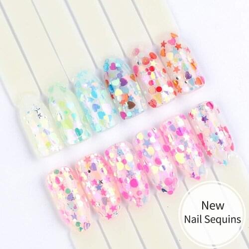 8Colors Holo Effect Nail Glitter Sequins For UV Gel Polish Mix Color Multi Shape Fine Glitter Sparkles Acrylic Nail Art Glitter
