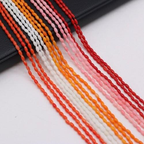 Good Quality Natural Coral Beads Rice Shape Loose Hole Bead for Jewelry Making DIY Necklace Bracelet Accessories 2x4mm