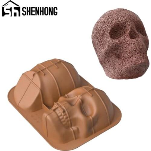 SHENHONG Skull Mousse Dessert Pan Food Grade Silicone Cake Molds Chocolate Moulds Pastry Baking Tools Halloween Decorating