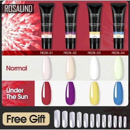 ROSALIND 15ml/30ml Light-Changing Poly Nail Gel Polish Builder Extension UV Gel With False Nail Semi Permanent Manicure Nail Art