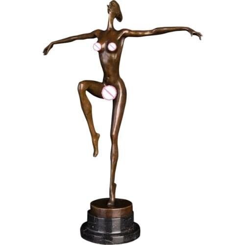 Ivorique DS-336 Abstract Nude Woman Dance Statue Sculpture Bronze Decor Western Female Dancer Figurine Antique Art Present