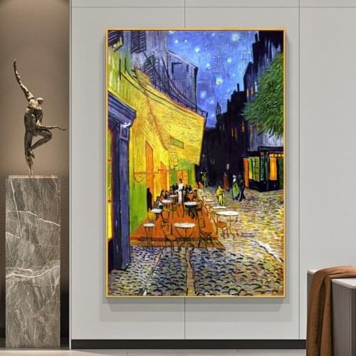 Cafe Terrace at Nigh By Van Gogh Oil Paintings Print On Canvas Art Posters And Prints Van Gogh Famous Art Pictures Home Decor