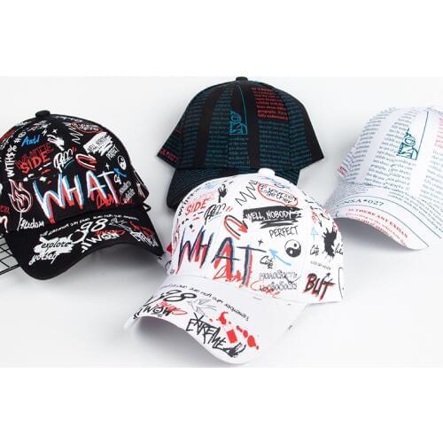 Graffiti Baseball Cap Women Men New Summer Letter Print Snapback Gorras Para Hombre Casquette Femme Hip Hop Womens Hats Black