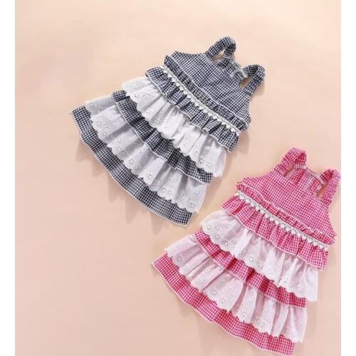 Plaid Lace Pet Dog Dress Princess Puppy Dog Dresses For Small Medium Dogs Chihuahua Pet Clothing Dog Dress Pug Ropa Perro