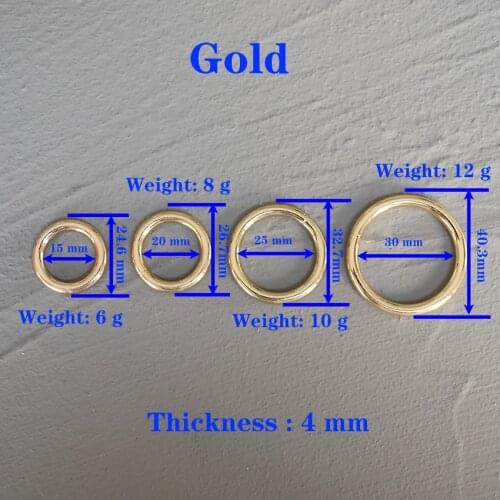 1 Pcs 15/20/25/30mm Gold O Ring Metal Buckle for Handbag Strap Webbing Snap Clasps Purse Bag Handle Connector DIY Leather