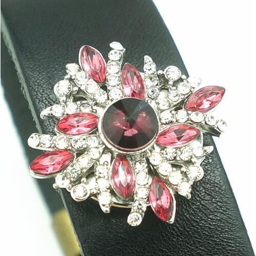 Fashion beauty Pink Rhinestone flowers 30MM metal snap buttons fit DIY 18mm snap jewelry wholesale KZ1491