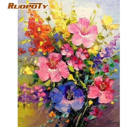 RUOPOTY Paint By Numbers Kits For Adults Children Handmade 40x50cm Frame Colorful Flower Oil Picture By Number Home Wall Paints