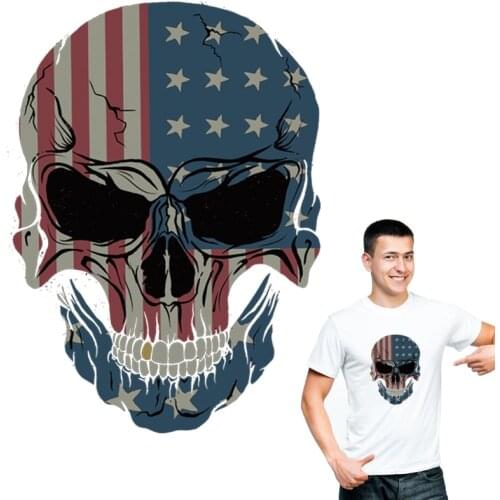 Skulls Patch For Clothing Man T-Shirt Jeans Patch Diy Accessory Fashion Iron On Stickers Heat Transfer Clothes
