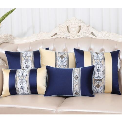 Latest European Decorative Cushion Covers for Sofa Seat Chair Backrest Lumbar Pillow Luxury Silk Satin Pillow Case