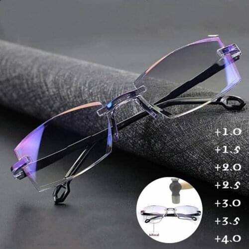 Seemfly Classic Anti Blue Light Reading Glasses Men Women Rimless Presbyopic Eyewear Diopter +1.0 +1.5 +2.0 +2.5 +3.0 +3.5 +4.0