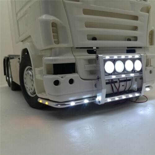 Front Bumper with 22 Lights for 1/14 Tamiya Scania R620 56323 R730 RC Truck Tractor Parts Accessories