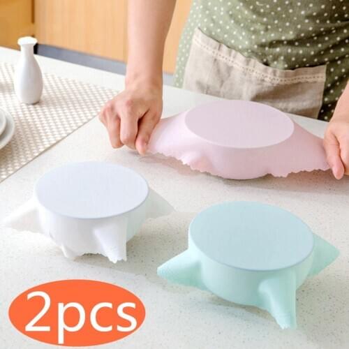 2pcs Food Grade Silicone Lids Stretch Wrap Fresh Keeping High Seal Vacuum Storage Microwave Cover Kitchen Accessories