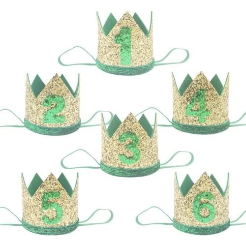1Pcs One 1 2 3 4 5 6 Year Birthday Hat Kids 1st 2nd 3rd Birthday Party Crown Headband Prince Baby Shower Hair Accessory Supplies
