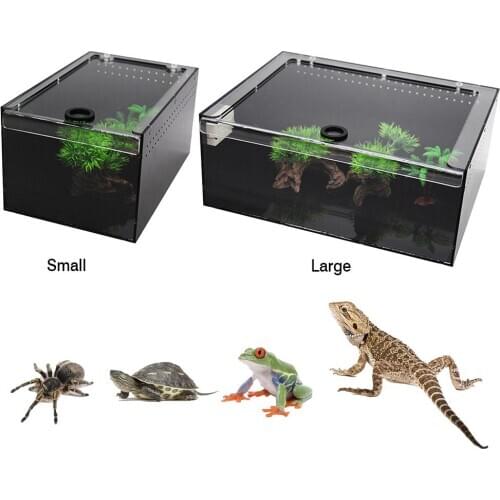 Clear Reptile Breeding Box Acrylic Transparent Sliding Cover Reptile Tank Insect Spiders Tortoise Lizard Feeding Box Terrarium