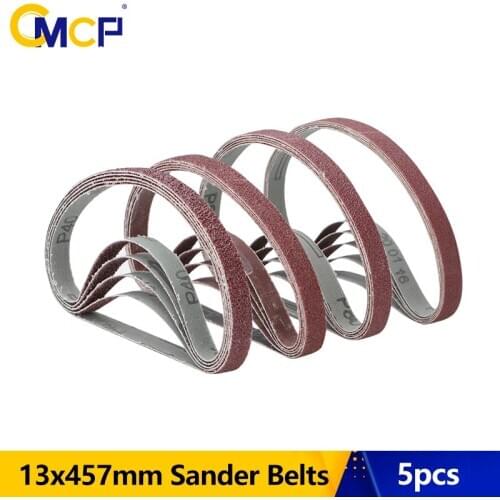 CMCP 5pcs 13x457mm Sanding Belts 40/60/80/120 Grit Abrasive Belt Sanding Band for Wood Soft Metal Polishing