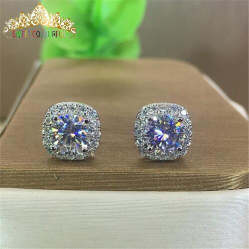 18K Gold A pair of Earrings 1CT D Color Moissanite Earrings For Women M-0.15