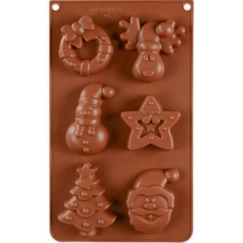 6 Hole Christmas Silicone Mold Santa Snowman DIY Baking Tools 3D Creative Cake Mold For Jelly Chocolate Ice Cake