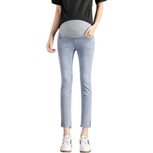 Maternity stretch 2020 new jeans in spring and summer was thin and wide legs straight loose pants spring and autumn