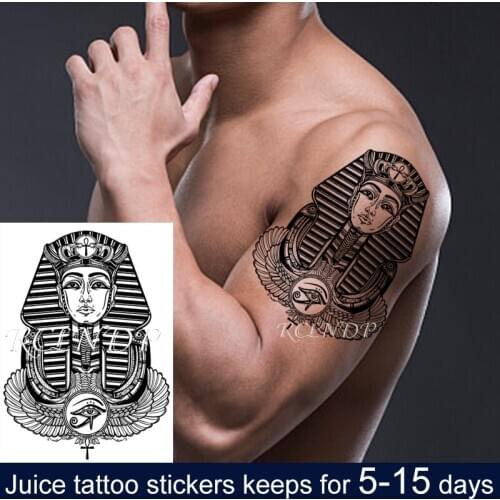Waterproof Temporary Juice Ink Tattoo Sticker Egypt Cleopatra Big Eye Feather Pattern Fruit Gel Long Lasting Tatto for Men Women