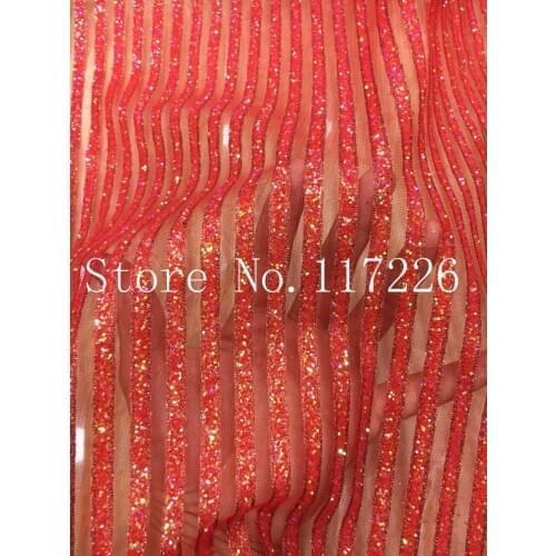 Embroidery African Nigerian Guipure Lace Fabric with glitter Nigerian Guipure Lace Fabric in red color