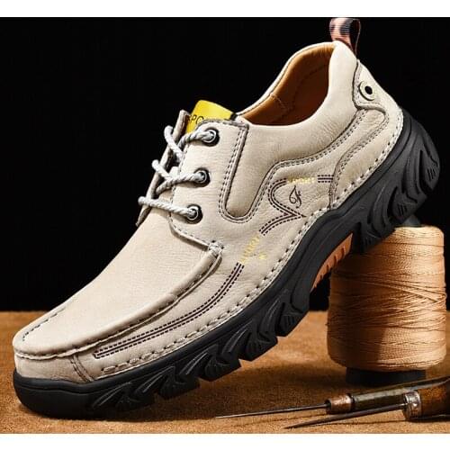 High Quality Men Handmade Genuine Leather Casual Shoes Comfortable Outdoor Sport Sneakers Harajuku Lazy Shoes Walking Footwear