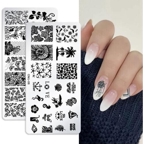 Stainless Steel Wzorniki Do Paznokci Cute Flower Nail Stamping Art Fashion Stamp Stencils for Nails Design 2021
