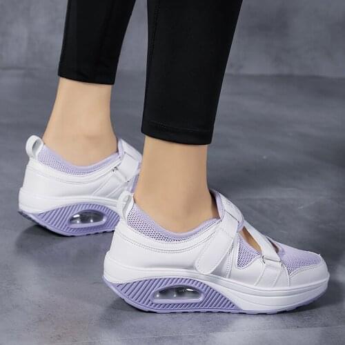 Vulcanized Shoes Large Size 35-42PU Air Cushion Thick Bottom Increased Womens Shoes Mesh Breathable Korean Casual Sports Shoes