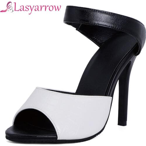 Lasyarrow 2021 Summer Thin High Heel Sexy Mules Sandals Shoes Slides Womens Outdoor Slippers Dress Shoes Women Size 32-48