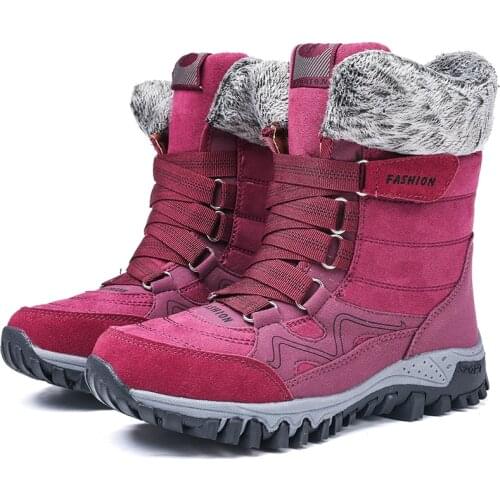 Women Outdoor Sport Shoes Hiking Tactical Boots High Top Plush Warm Cotton Shoes Thicken Non Slip Comfortable Walking Footwear