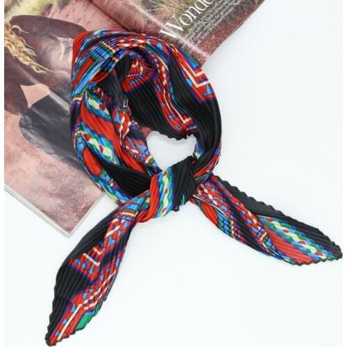 Paisley printing pleated polyester kerchief women neckwear square scarf bag tie 2018 new multi designs Foulard Bandana LL180361