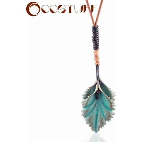 Women Statement necklaces & pendants Green Leaf Wholesale Jewelry Long Necklace Female Suspension Neck Decoration Accessories
